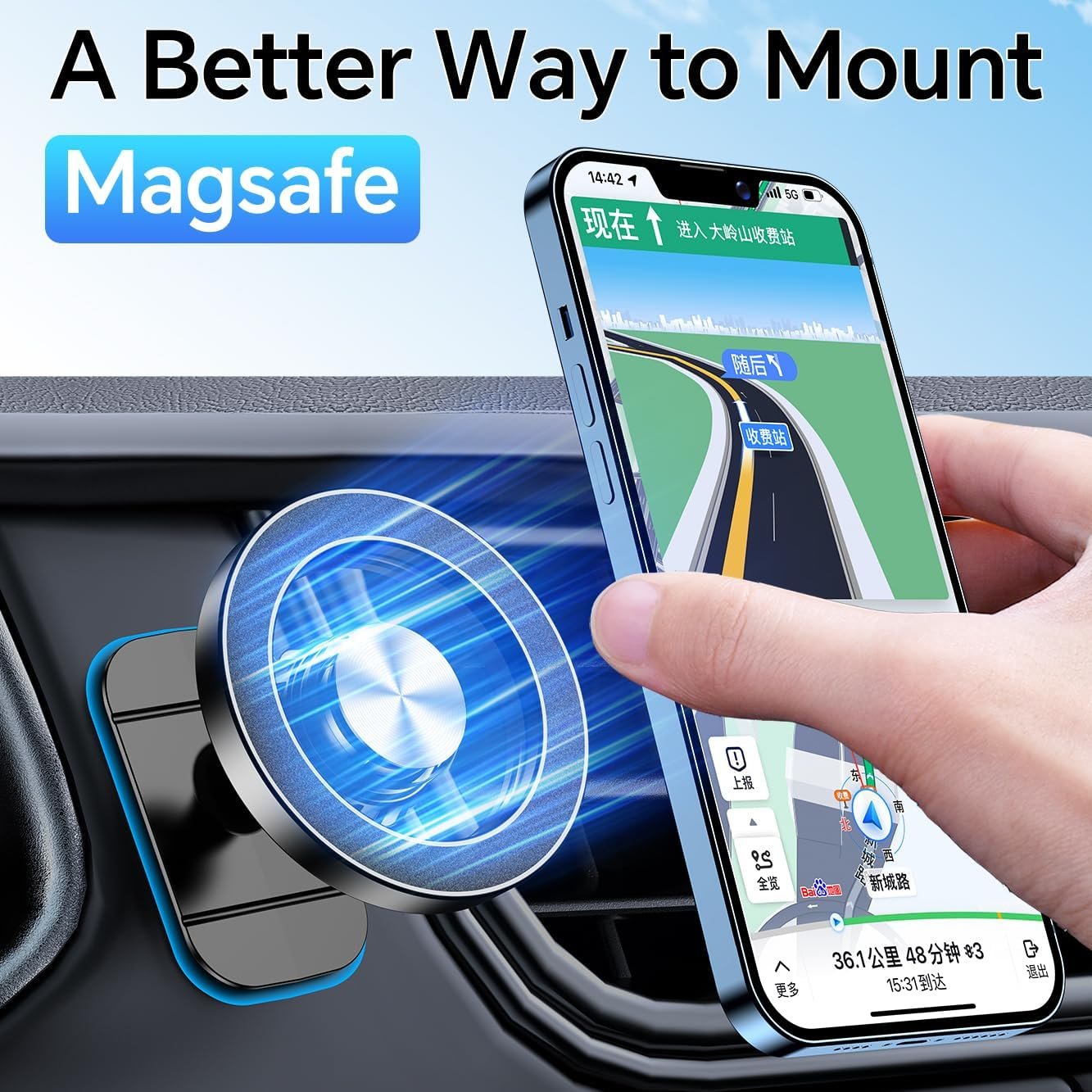 for Magsafe Car Mount【Strong Magnets】Magnetic Phone Holder for Car - Image 3