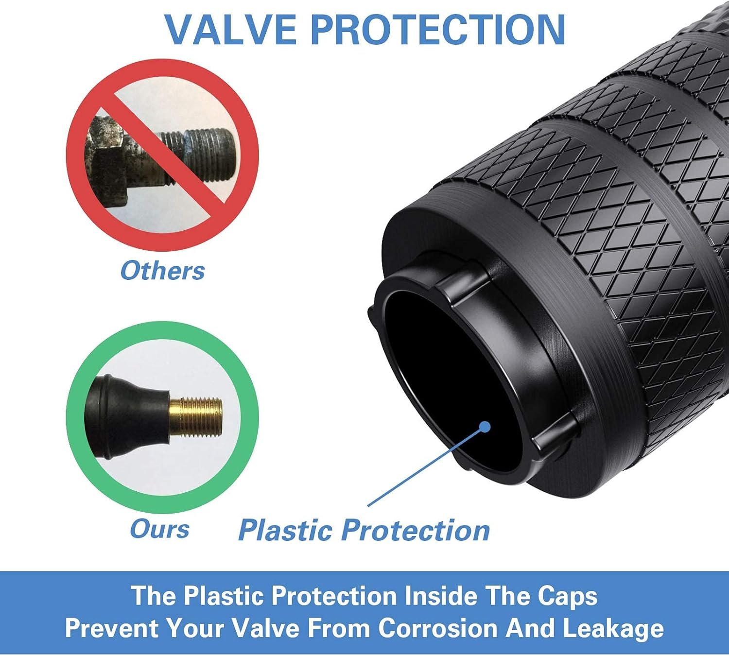 CKAuto Tire Valve Stem Caps, Aluminum Black, 4 pcs/Pack - Image 3