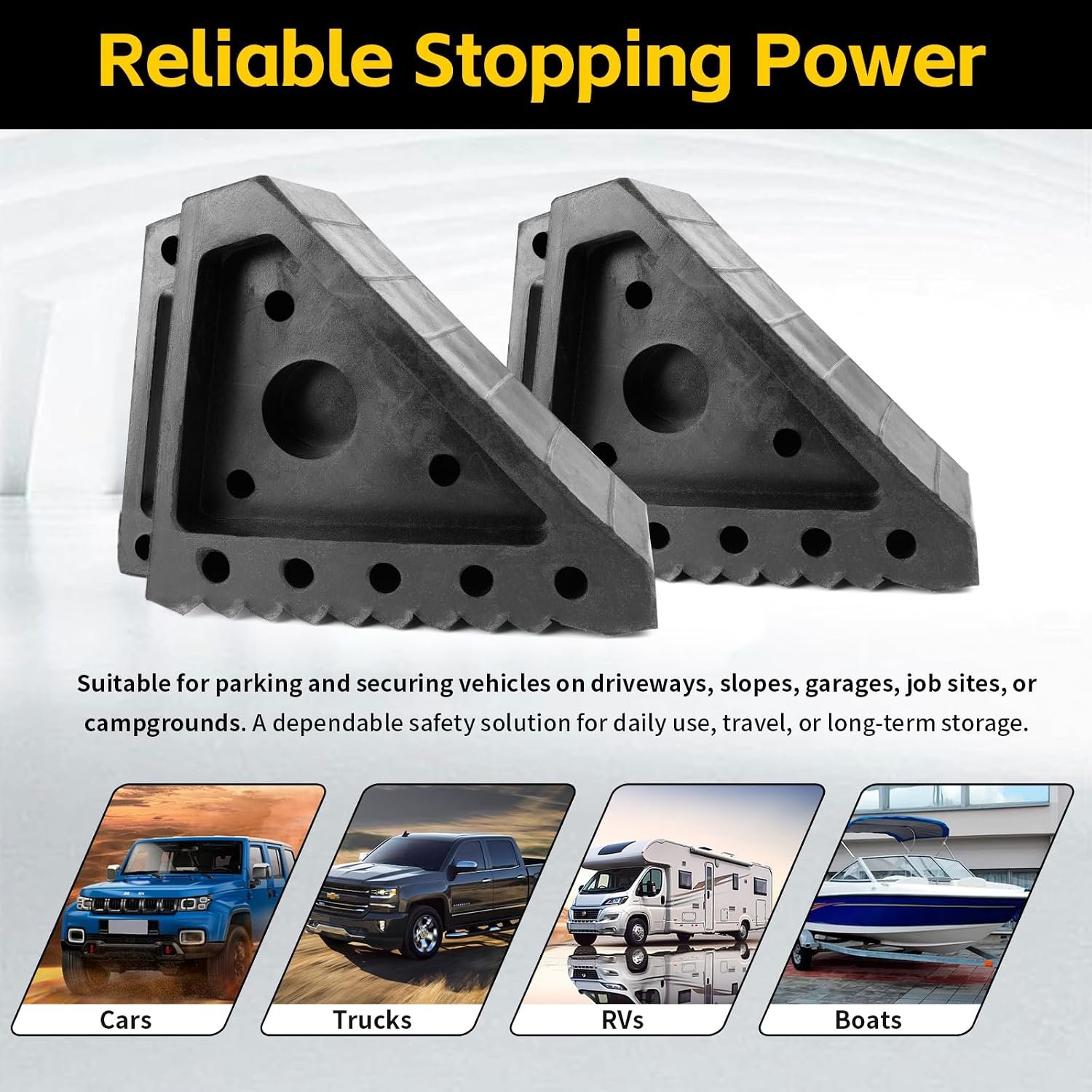 MaxxHaul Solid Rubber Wheel Chock 2-Pack - Image 5