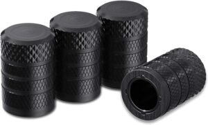 CKAuto Tire Valve Stem Caps, Aluminum Black, 4 pcs/Pack
