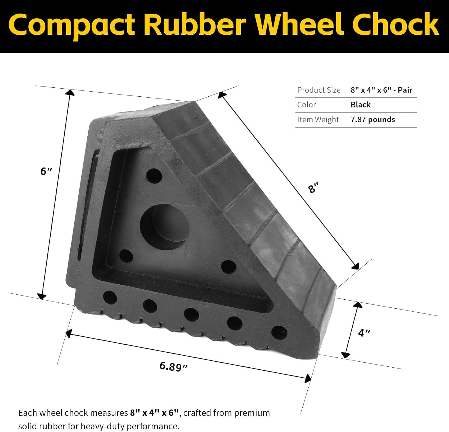 MaxxHaul Solid Rubber Wheel Chock 2-Pack - Image 2