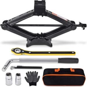 Scissor Car Jack 2 Ton (4409 lbs) Tire Changing Kit with Lug Wrench