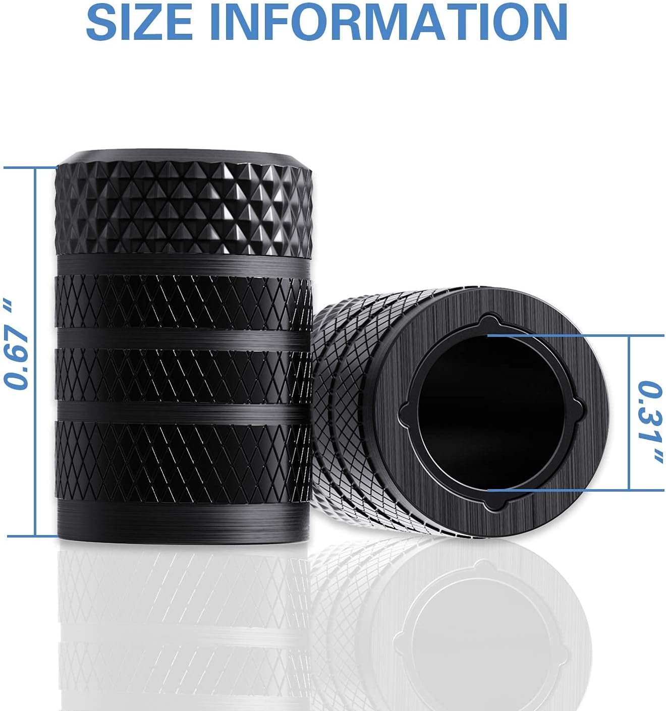 CKAuto Tire Valve Stem Caps, Aluminum Black, 4 pcs/Pack - Image 4