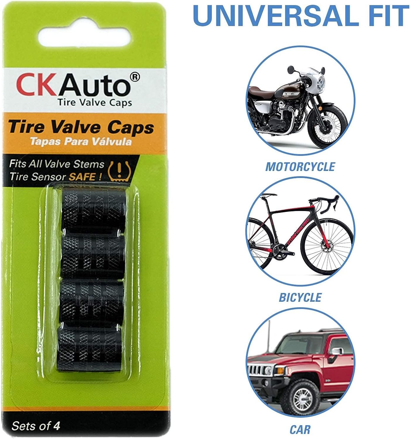 CKAuto Tire Valve Stem Caps, Aluminum Black, 4 pcs/Pack - Image 5