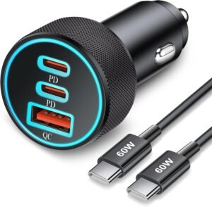 67W 3-Port Super Fast Type C Car Charger USB C for Samsung S26 S25