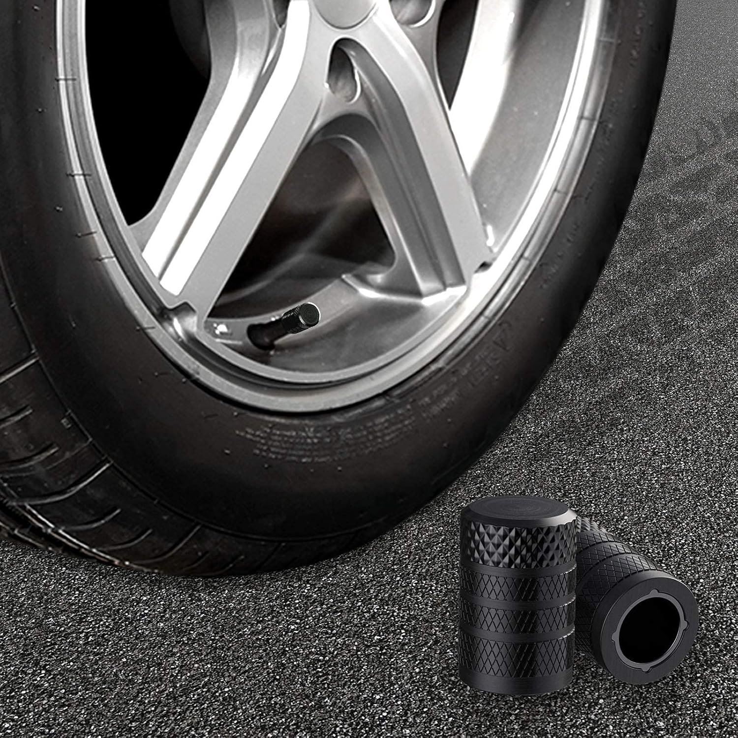 CKAuto Tire Valve Stem Caps, Aluminum Black, 4 pcs/Pack - Image 6
