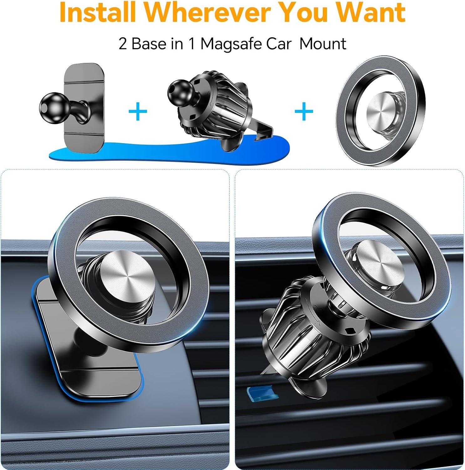 for Magsafe Car Mount【Strong Magnets】Magnetic Phone Holder for Car - Image 2