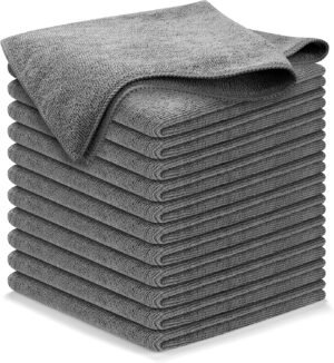 USANOOKS Microfiber Cleaning Cloth Grey - 12 Pcs (12.5"x12.5") - High