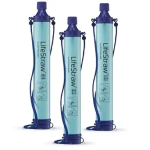 LifeStraw Personal Water Filter for Hiking, Travel and Emergency, Blue, 3PK