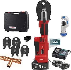 KF-1930V Cordless Copper Pipe Crimping Tool for Plumbing, 5.0Ah Battery Powered with VUS 1/2" 3/4" 1" 1-1/4" Crimping Dies, 350° Rotatable Head（KF-1930V）