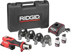 RIDGID 78148 RP 251 Compact Press Tool Battery Kit with ProPress Jaws (1/2" to 1-1/4"), In-Line Pressing Tool for Copper, Stainless Steel, PEX, and Carbon Steel