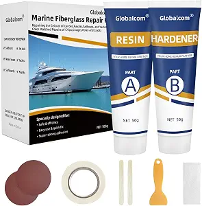 Globalcom Fiberglass Boat Repair Kit White, Gel Coat Repair Kit for Boats